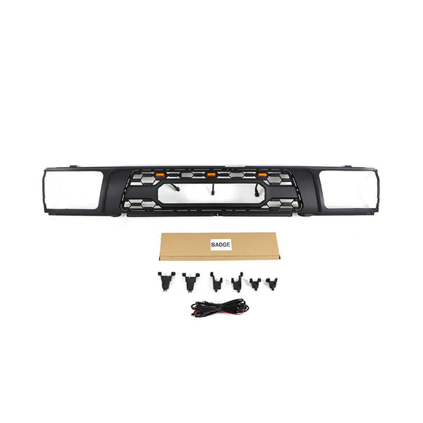 Front Grille Fit For 1992 1993 1994 1995 2nd Gen Toyota 4Runner TRD PRO Style Grill With Emblem & LED Lights