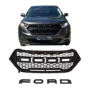 Front Grille Compatible with 2016 2017 2018 Ford edge Raptor Style Grill with Letters and LED Lights