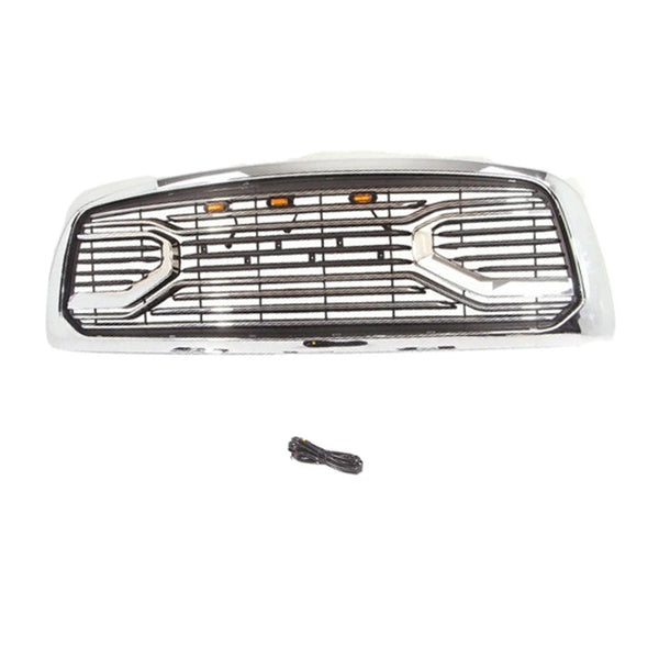 Chrome Front Grille Big Horn Style Bumper Grill for 2010-2018 Dodge Ram 2500 3500 with LED Lights and Letters