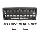 Front Bumper Grille for 2014 2015 Chevrolet Chevy Silverado 1500 Grill Matte Black with LED Lights and Letters