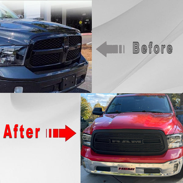 LTD Grille for 2013 2014 2015 2016 2017 2018 Dodge Ram 1500 Limited Style Grill Matte Black with Letters