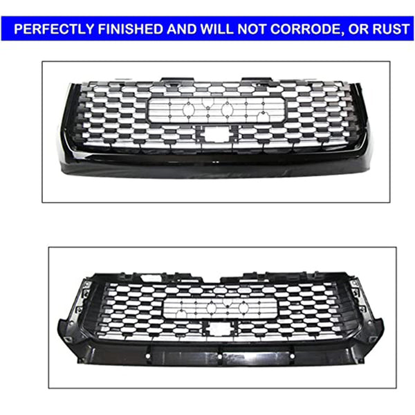 Front Grille for 2014 2015 2016 2017 2018 2019 2020 2021 Toyota Tundra Honeycomb Style Grill with Letters and Gloss Frame