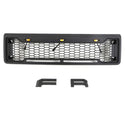 Front Grille for 1987 1988 1989 1990 1991 Ford F150 Bronco Grill Raptor Style Black Grill with Letters and LEDs