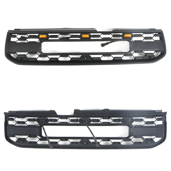 Black Front Grille Compatible with 2004 2005 Toyota RAV4 2nd Gen TRD PRO Grill with Badge & LED Lights