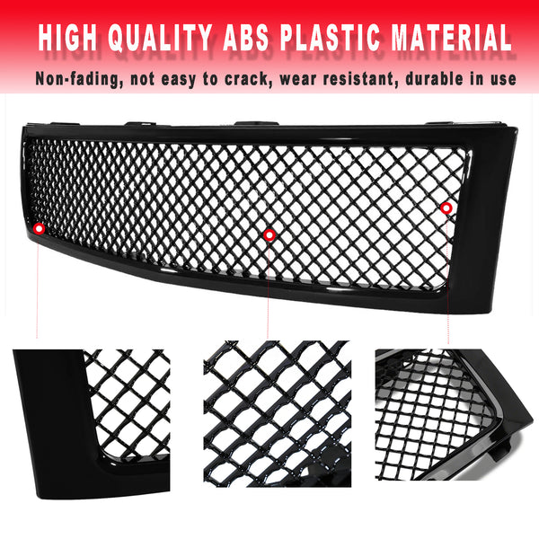 Front Grille for 2007 2008 2009 2010 2011 2012 2013 Chevy Silverado 1500 Mesh Grill Glossy Black