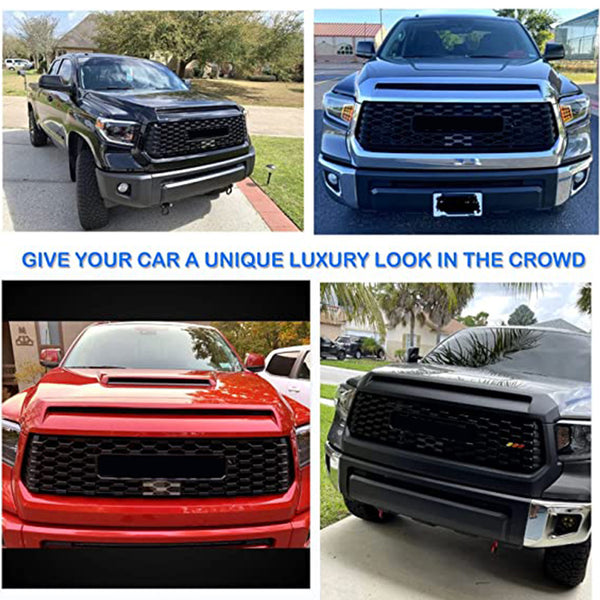Front Grille for 2014 2015 2016 2017 2018 2019 2020 2021 Toyota Tundra Honeycomb Style Grill with Letters and Gloss Frame