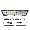 Front Grille Compatible with 2003 2004 2005 2006 2007 Ford Econoline E150 E250 E350 Grill with Letters and LEDs Matte Black