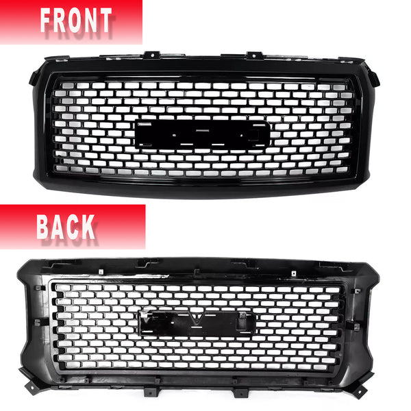 Front Honeycomb Style Grille Fit for 2014 2015 GMC Sierra 1500 Grill Glossy Black