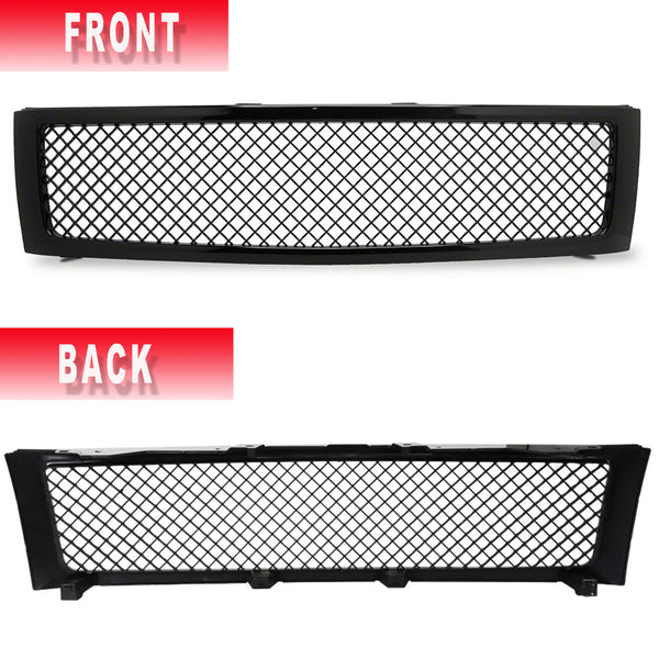 Front Grille for 2007 2008 2009 2010 2011 2012 2013 Chevy Silverado 1500 Mesh Grill Glossy Black