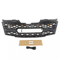 Black Front Grille Fits for 2008 2009 2010 2011 2012 Nissan Pathfinder Raptor Style Grill with Emblem and LED Lights