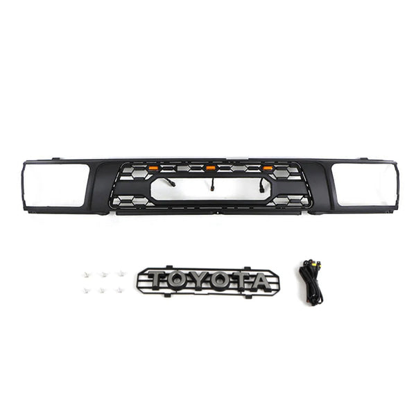 Front Grille Fit For 1992 1993 1994 1995 2nd Gen Toyota 4Runner TRD PRO Style Grill With Emblem & LED Lights