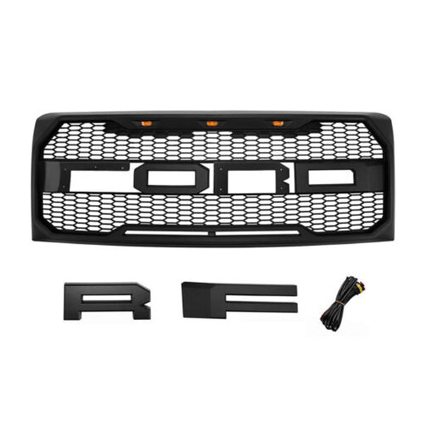 Aftermarket Front Grille for 2009 2010 2011 2012 2013 2014 Ford F150 Raptor Style Grill with Letters and LEDs