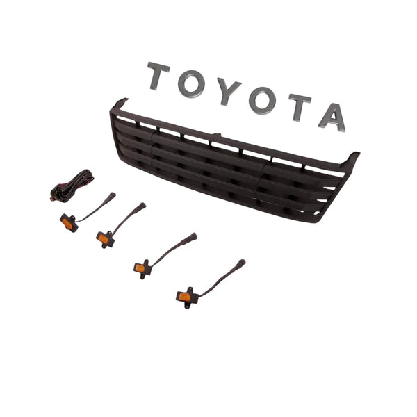 Front Grille for 1993-2002 Toyota Land Cruiser LC95 TRD Grill with Emblem and LED Lights