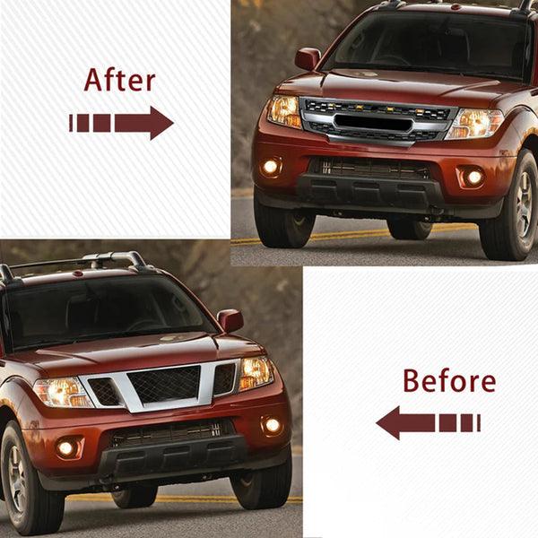 Front Grille for 2009 2010 2011 2012 2013 2014 2015 2016 Nissan Frontier Grill with Emblem and LEDs