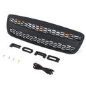 Front Grille Compatible with 1998-2011 Ford Crown Victoria Grill Matte Black with LED Lights and Letters