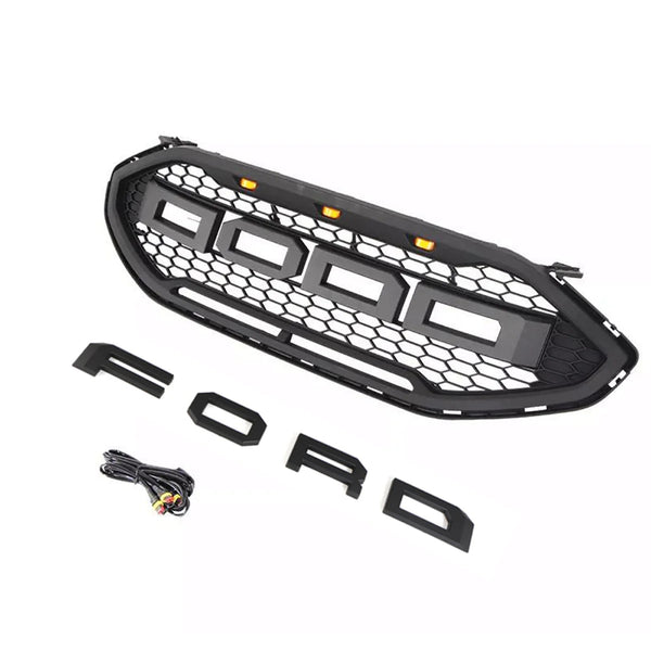 Front Grille for 2019 2020 2021 2022 Ford edge Raptor Style Grill with Letters and LED Lights