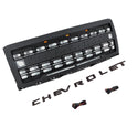 Front Bumper Grille for 2014 2015 Chevrolet Chevy Silverado 1500 Grill Matte Black with LED Lights and Letters