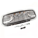 Chrome Front Grille for 2002 2003 2004 2005 Dodge Ram 1500 Big Horn Style Grill with Letters and LED Lights
