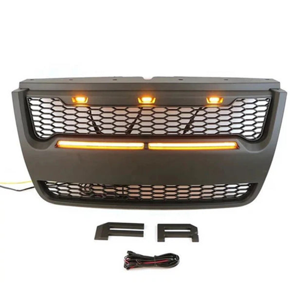 Front Grille Compatible with 2006 2007 2008 2009 2010 Raptor Style Ford Explorer/Sport Trac Models Black Grill