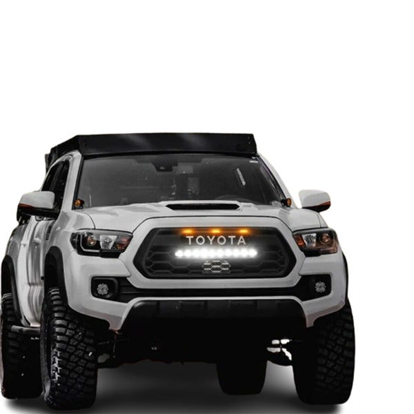 Front Grille for 3rd Gen 2016 2017 2018 2019 2020 2021 2022 2023 Toyota Tacoma TRD Style Grill with Emblem and LED Bars