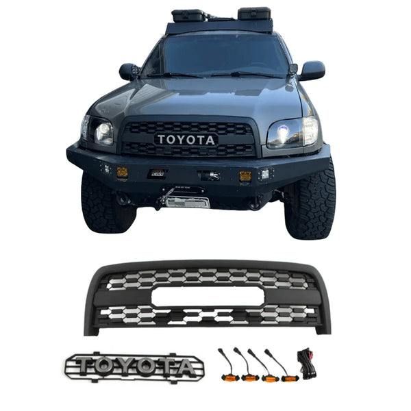 Front Grille For 2003 2004 2005 2006 1st Gen Toyota Tundra Bumper Grill with Emblem and LEDs