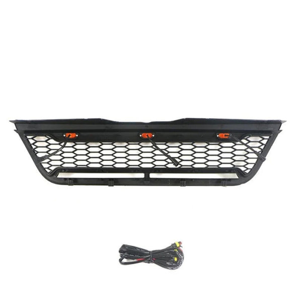 Raptor Style Front Grille for 2002 2003 2004 2005 Ford Explorer/Sport Trac Models Black Grill with Letters and LEDs