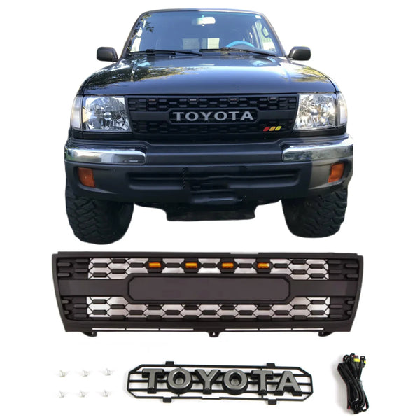 Front Grille Compatible with 1997 1998 1999 2000 1st Gen Toyota Tacoma Grill With Letters & LEDs