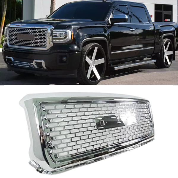 Chrome Front Grille Fit for 2014 2015 GMC Sierra 1500 Grill Honeycomb Style