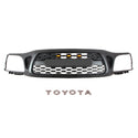 Front Grille Compatible with 2001 2002 2003 2004 1st Gen Toyota Tacoma Black Grill With Emblem & LED Lights